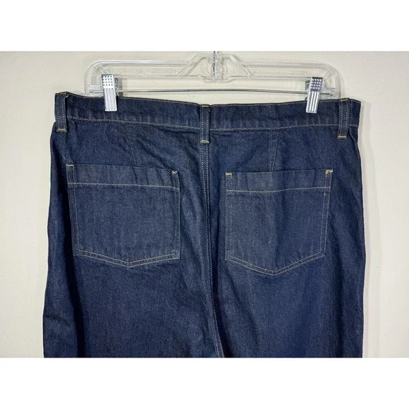 Doen Newport Jeans Womens 33 Blue Rinse Wash‎ High Rise Wide Leg Cotton